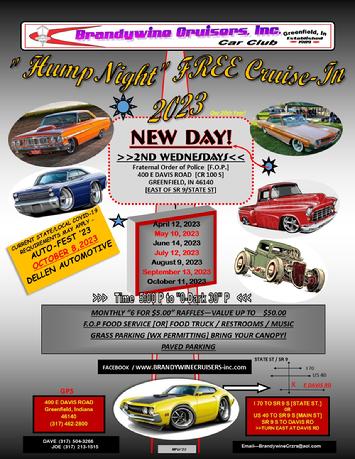 brandywinecruisers, humpnight, cruise-in, pershing, carshows 2023